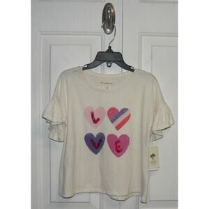 Tucker + Tate Ruffle Sleeve T-Shirt in Ivory Egret Love Size 4 $25